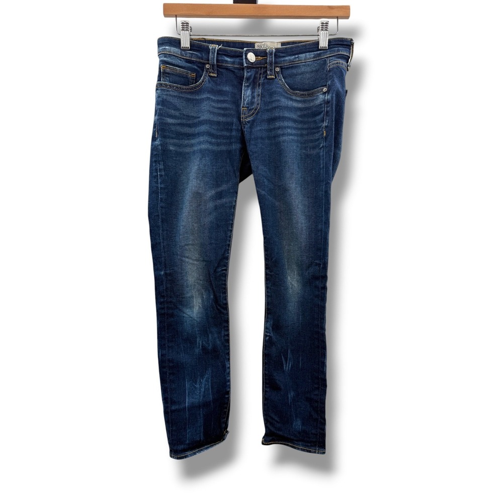 BKE Stella Straight Jeans Womens 25 Dark Wash Blue Low Rise Whiskered Denim